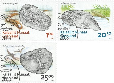 Grønland - Fossiler - Stemplet sæt 3v