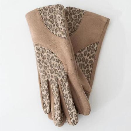 Dame leopard ruskind plus fløjl varme cykelvanter Vinter udendørs sport Fuldfinger Touc