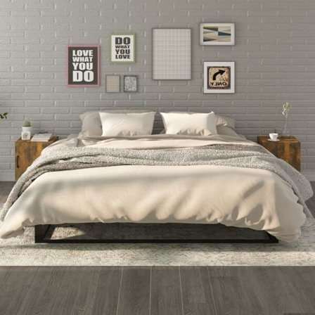 vidaXL Sängbord 2 st rökfärgad ek konstruerat trä