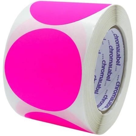 Etikett 2 tum runda avtagbara färgkodade klistermärken, 500 per rulle, mörkblå Fluorescent Pink