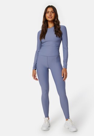 Bubbleroom - Stefania Soft Rib Leggings - Blue-grey - Kläder
