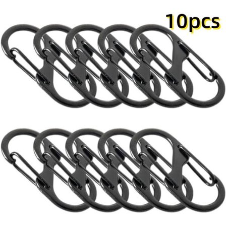 10-delt sæt - Lynlås - Bagagelås/Rygsæklås - Lynlås - Dobbeltåbningskarabinhage (40 mm)