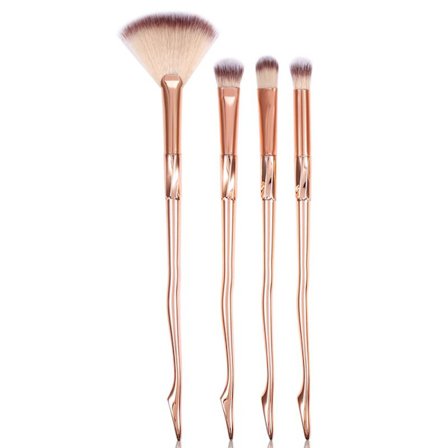 Ny type 4 stk fargerike pudder øyenskygge øyenbryn blush viftebørste sminkebørstesett rosegull