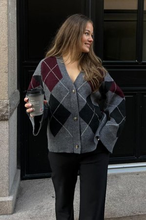 SarahIC Cardigan Grey Argye S/M