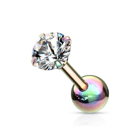 Tragus/Cartilage Piercing med 4 mm.CZ IP-316L stål (5 val) 5 Rainbow