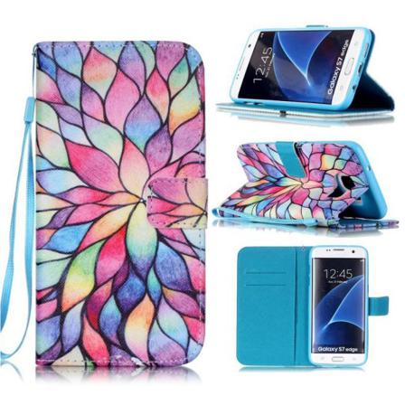 Färgglatt Läderfodral Med Kortplats Till Samsung Galaxy S7 Ed... Flerfärgad