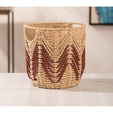 Rattanvävd korg, handvävd dekorativ korg, dekorativ förvaringskorg för sovrum och barnrum, röd 20*20*15 cm