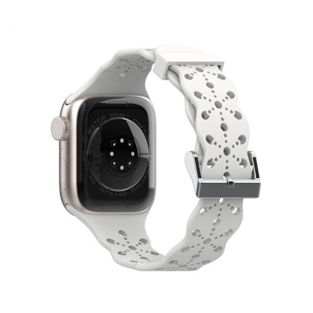 Klockarmband Apple iWatch 6/5/4/3/2/1 Generation SE ihålig spets solid silikonband --- Vit(38/40/41MM)