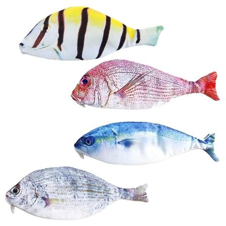 Kreativ Gave Fiskeformet Blyantspose Penneetui Lynlåspose Skoleartikler Simuleret Saltet Fisk Havfisk Blyantspose 2stk Striped fish Red fish