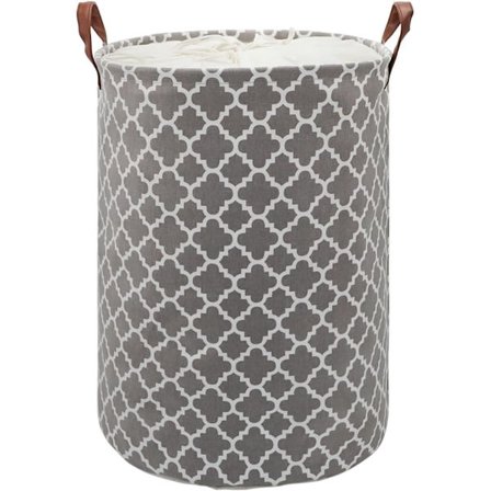 Laundry Basket with Drawstring, Collapsible Laundry Hamper with Handles, Round Foldable Laundry Storage Basket for Bedroom, Bathroom