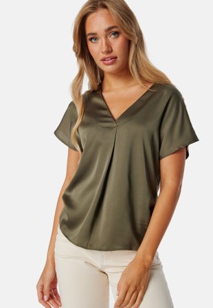 VILA-Viellette V-neck S/S SATIN TOP-34