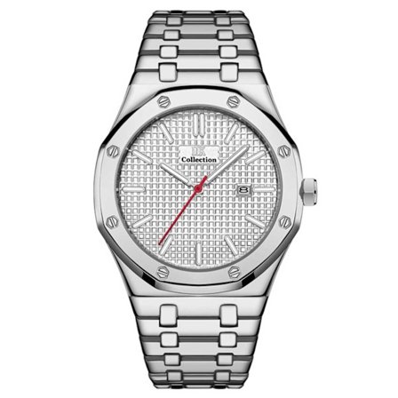 IIK Collection Clock Silver White - Modern Men's Watch Steel
