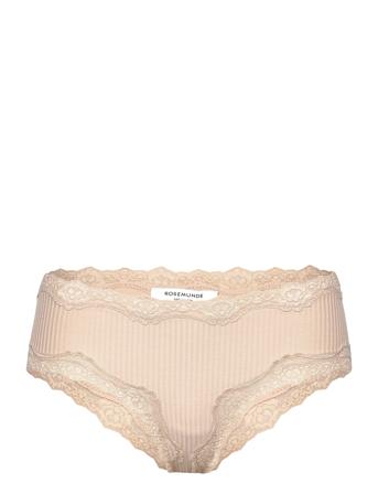 Silk Hipster W/ Lace Lingerie Panties Hipsters/boyshorts Beige Rosemunde*Betinget Tilbud
