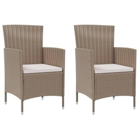 Vidaxl Trädgårdsstolar Med Dynor 2 St Konstrotting Beige Beige