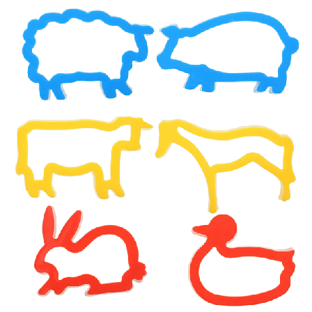 6 stk. Kakeutstikkersett med Gårdsdyr, Plastikkaker Modellsett Pedagogiske Leker for Barn (Tilfeldig Farge)