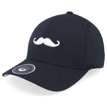Bearded Man - Svart flexfit Keps - Mustache Logo Black Flexfit @ Hatstore