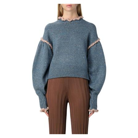 Ulla Johnson Round-neck Strik Blå, Dame Striktrøjer