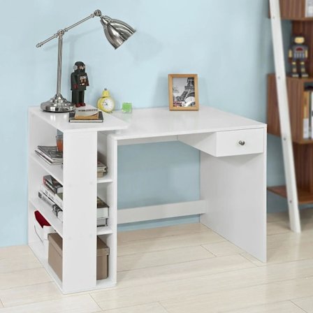 Rootz- Hjemmekontor Bordskrivebord- Computerbord Computerarbejdsstation med opbevaringshylder