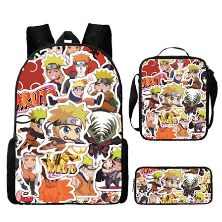 Naruto perifer tredelt skolesekk tegneserie anime ryggsekk skulderveske pennal