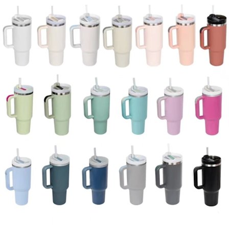 Tumblers kopp med sugrör, lock och handtag - Termos