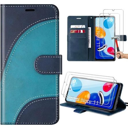 Coque - Xiaomi - Redmi Note 11-Note 11S - Lädereffekt - Kortafack - Ställning