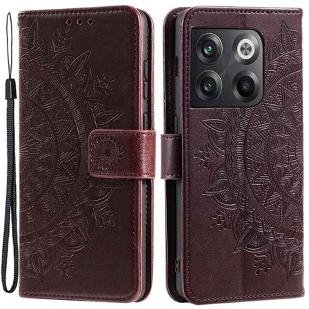 SKALO OnePlus 10T 5G Mandala lompakkokotelo - Ruskea