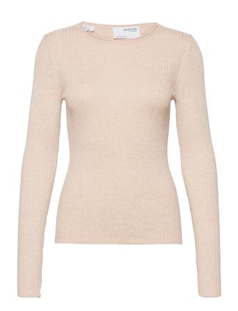 Slflydia Ls Knit Rib O-Neck Pullover Rosa Selected Femme