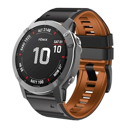 Garmin Fenix 7X / 6X / 5X Tvåfärgat klockarmband i silikon - Svart