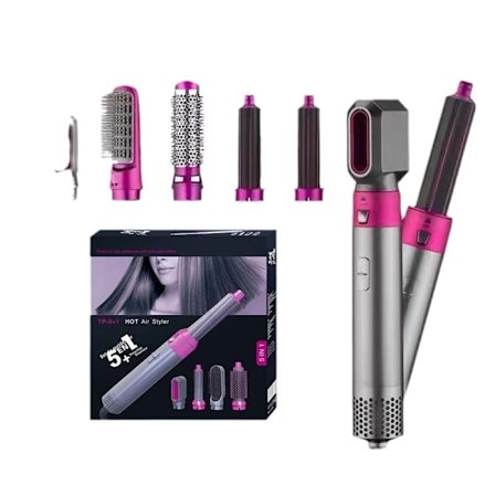 Multifunksjonell fem-i-ett varmluftkam med flere hoder, automatisk krølltang