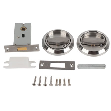 Hembadrums dubbelsidig lås 304 rostfritt stål ringhandtag dörrlås tillbehör (Silver (Med lås) )