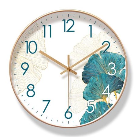 10" Ginkgo Leaves Wall Clock | Silent & Non-Ticking | Nordic Style Decorative Clock for Living Room, Bedroom, or Office | Quartz Movement