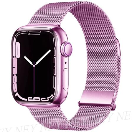 Milanese Loop för apple watch band 44mm 40mm 45mm 41mm 42-38-44 mm band ultra 2 49mm metallband iwatch series 9 8 7 6 SE 5 4 3 Light Purple 38 41mm-
