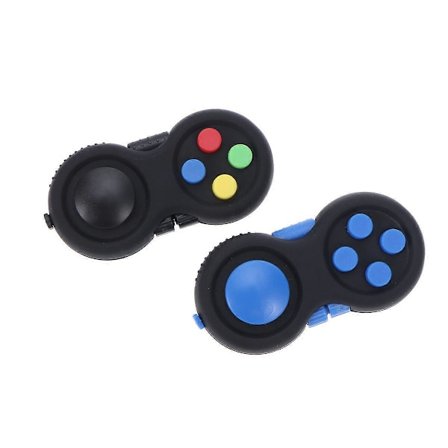 2 STK Gamepad Stress Relief Leker Spillkontroller Fidget Leker for Barn Voksne (Svart/Blå)