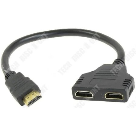 HDMI-splitter för 1-2 enheter, 2 portar, svart, kabeladapter[D]