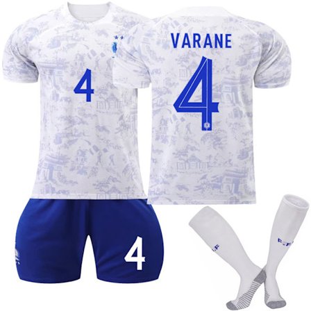 Frankrike borta 22 23 fotbollströja set NO.4 Varane