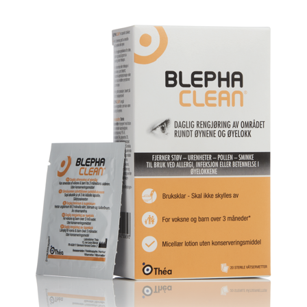 Blephaclean Steril våtserviett til øyne og huden rundt øynene, 20 stk.