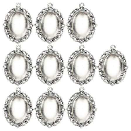 10 Set Glas Patch Hänge Ovala Brickor Glas Cabochon Klara Kupolplattor DIY Smyckestillbehör