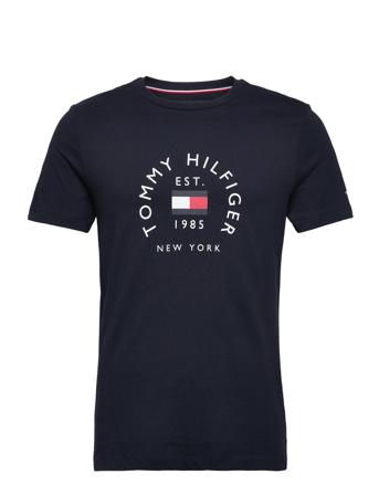 Hilfiger Flag Arch Tee T-shirts Short-sleeved Svart Tommy Hilfiger