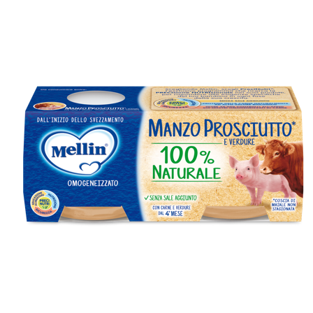 Mellin Omogeneizzato Manzo e Prosciutto con Verdure 2X80g