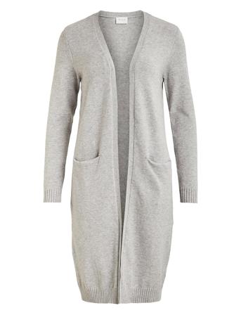 Viril Long L/S Knit Cardigan Strikkegenser Cardigan Grå Vila*Betinget Tilbud