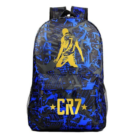 CR7 Ryggsekk med USB-lading, ideell for gutter og jenter, passer til bærbar PC, skolesekker med an-ti tyverilås, flott for reiser Mochila