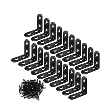 20 stk L-beslag Hjørnebeslag, Stål L-beslag For Hyller, Metallhjørnebeslag For Tre Møbler