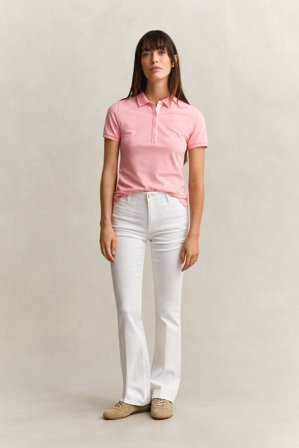 GANT Damen Monogram Jeans mit ausgestelltem Bein (32) Weiß