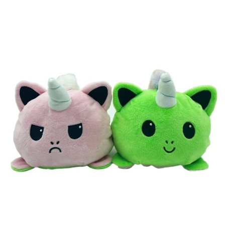 Vändbar dubbelsidig flip katt flip djur flip färg enhörning tecknad plyschleksak