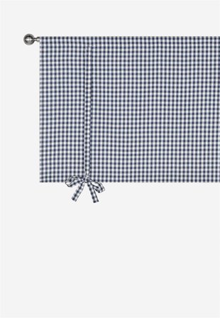 Cellbes of Sweden - Vævet, ternet liftgardin i marine/hvid/ternet i størrelse 140 x 100 cm