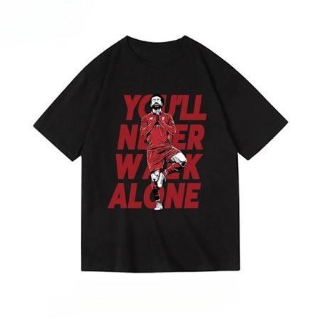 Englannin Valioliiga Football Liverpool Liverpool Salah Painetut vaatteet Puuvilla Pyöreäpääntie Lyhythihainen miesten T-paita