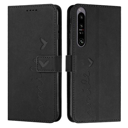För Sony Xperia 1 IV Skinnkänsla Hjärta Präglat Läder Telefonfodral