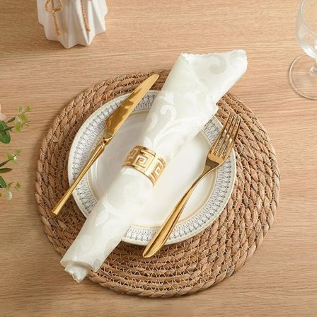 Miljøvennlig bordbeskyttelse, håndlagde vevde spisebrikker i vannhyasint med kornet tekstur, varmebestandighet og anti-skli funksjoner for