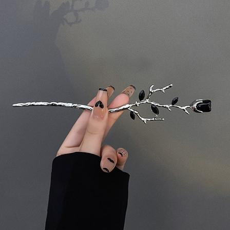 Vintage Rose Hair Sticks tikku Hiusneulat Naisten Päähine Accesso Black
