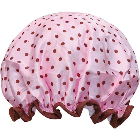 Genanvendelige vandtætte brusehætter til kvinder med langt hår, rosa prikker
